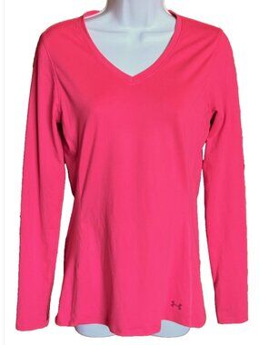 Under Armour Cold Gear Infrared V-Neck Fitted Pink Long Sleeve Base Layer Top M